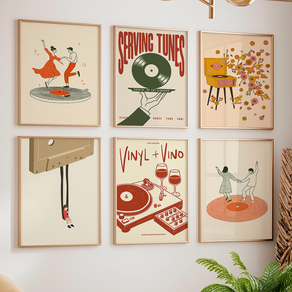 Office Furniture Direct - 1pc 빈티지 음악 캔버스 포스터 프레임이