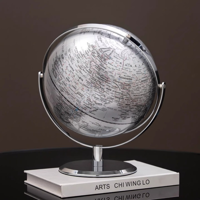 Office Furniture World - 25cm 고급 실버 세계 지구본 장식품,