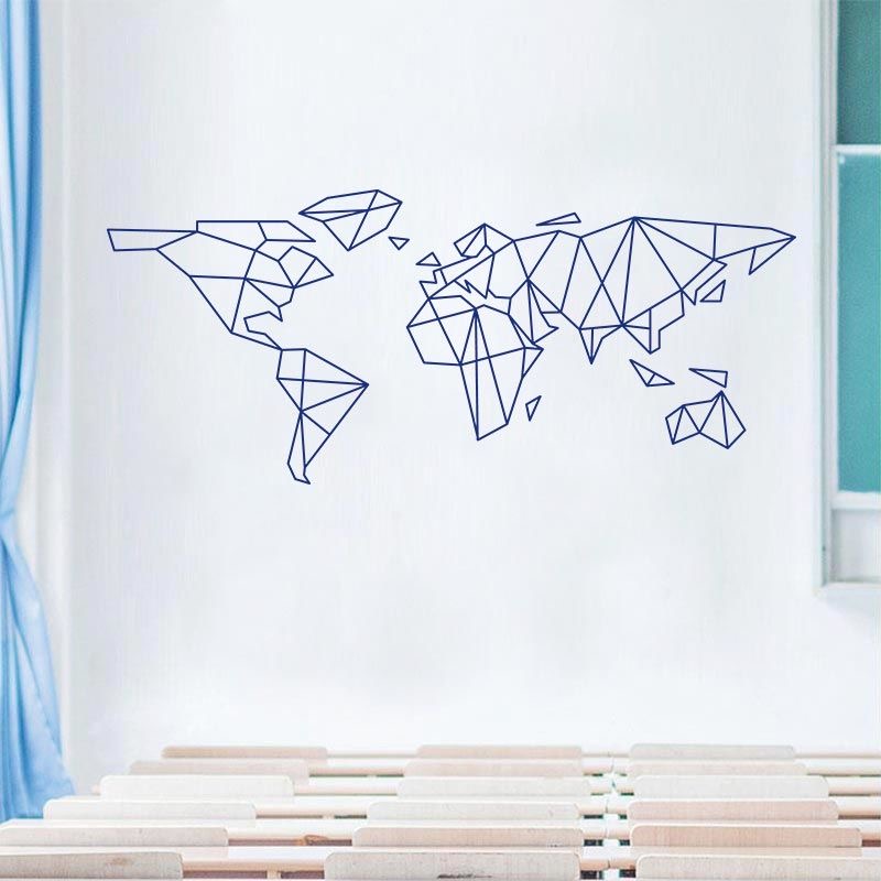 기하학적 세계지도 벽 스티커 침실 장식 스티커 홈 거실 - Office Furniture World 리뷰 및 가격