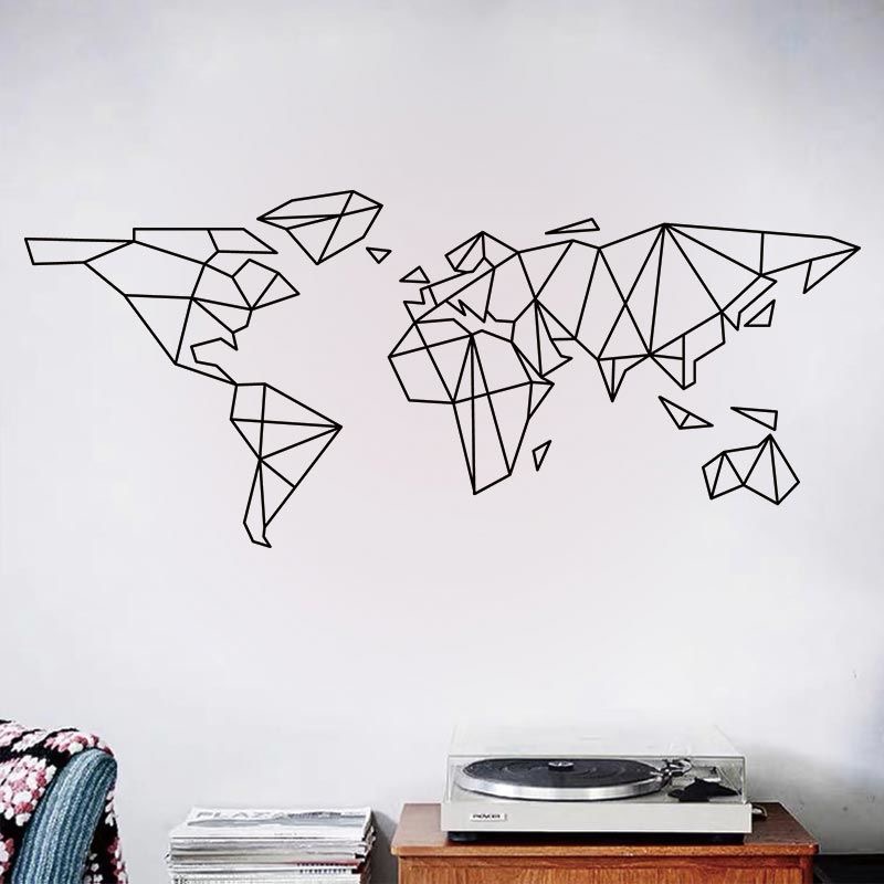 기하학적 세계지도 벽 스티커 침실 장식 스티커 홈 거실 - Office Furniture World 리뷰 및 가격