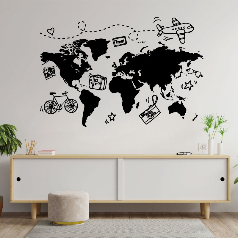 Go Travel 세계 지도 벽 스티커, 사무실 여행사 - Office Furniture World 리뷰 및 가격