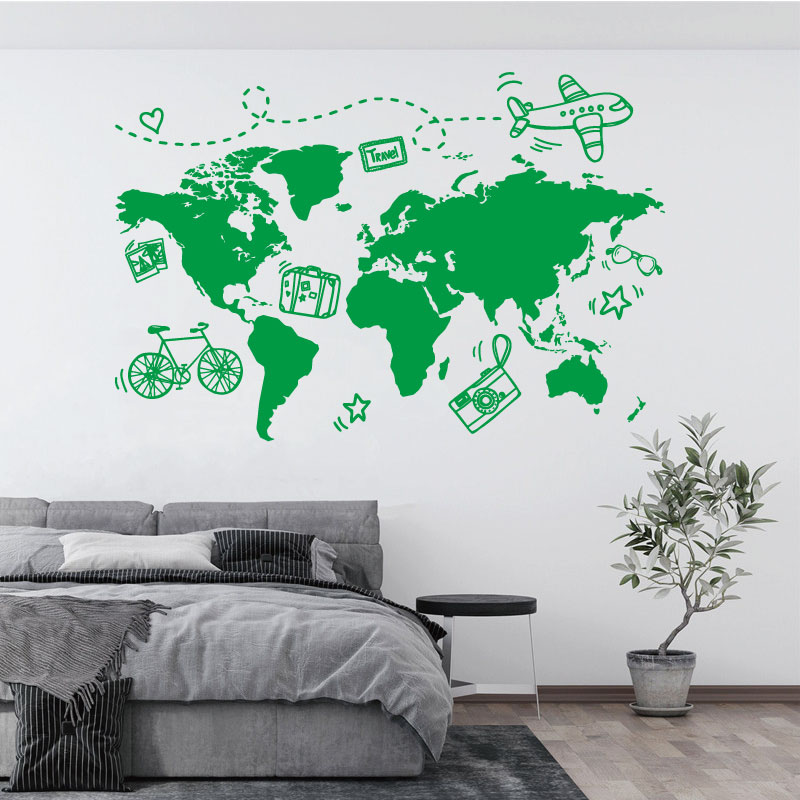 Go Travel 세계 지도 벽 스티커, 사무실 여행사 - Office Furniture World 리뷰 및 가격