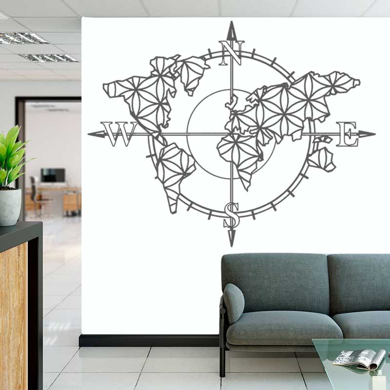 생명의 꽃 세계지도 나침반 비닐 벽 스티커 홈 거실 사 - Office Furniture World 리뷰 및 가격