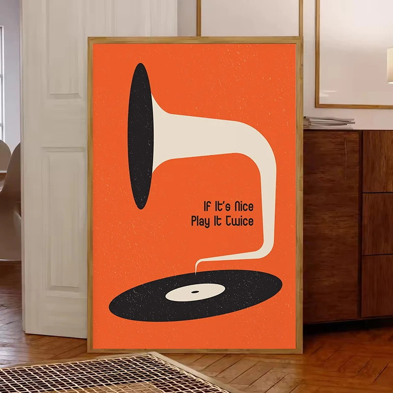 미드 센추리 비닐 레코드 캔버스 벽 아트 프린트, 거실 - Office Furniture Direct 리뷰 및 가격
