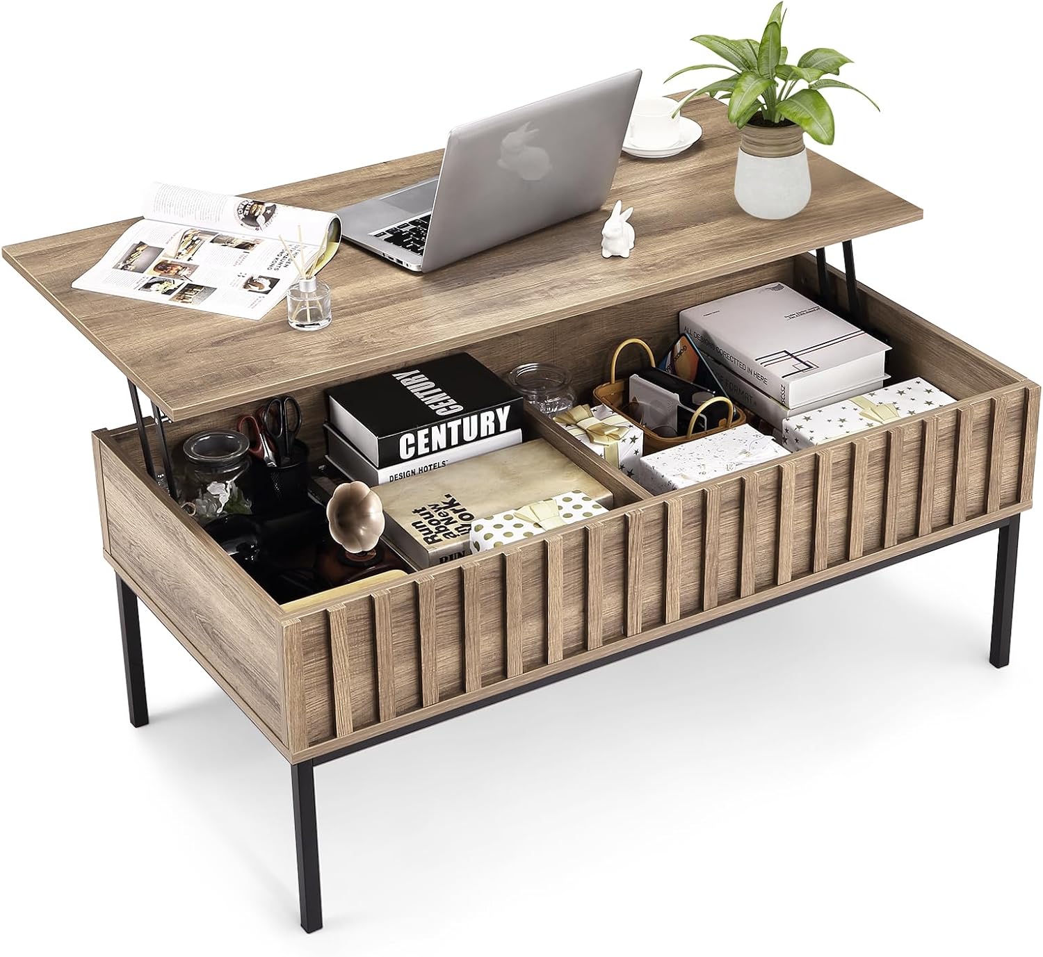 숨겨진 수납공간이 있는 목재 리프트탑 커피 테이블, 홈 - Office Furniture Removal 리뷰 및 가격