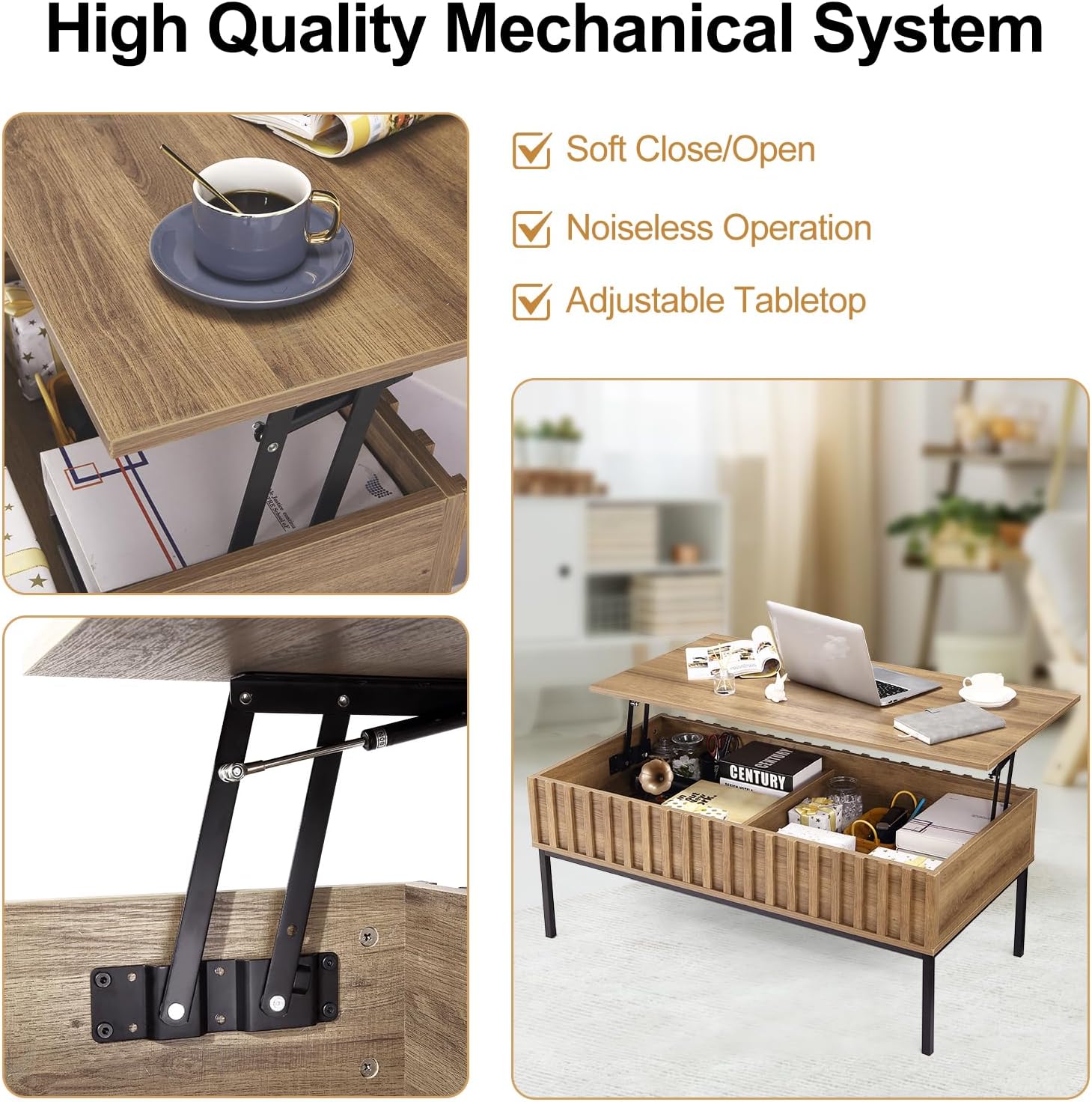 숨겨진 수납공간이 있는 목재 리프트탑 커피 테이블, 홈 - Office Furniture Removal 리뷰 및 가격