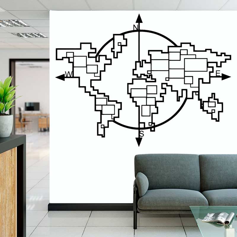 기하학적 세계지도 나침반 비닐 벽 스티커 홈 거실 사무 - Office Furniture World 리뷰 및 가격
