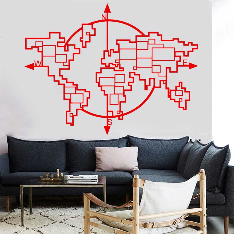 기하학적 세계지도 나침반 비닐 벽 스티커 홈 거실 사무 - Office Furniture World 리뷰 및 가격
