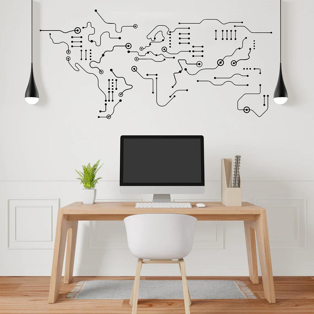 회로 기판 세계지도 사무실 벽 스티커, 컴퓨터 IT 소 - Office Furniture World 리뷰 및 가격