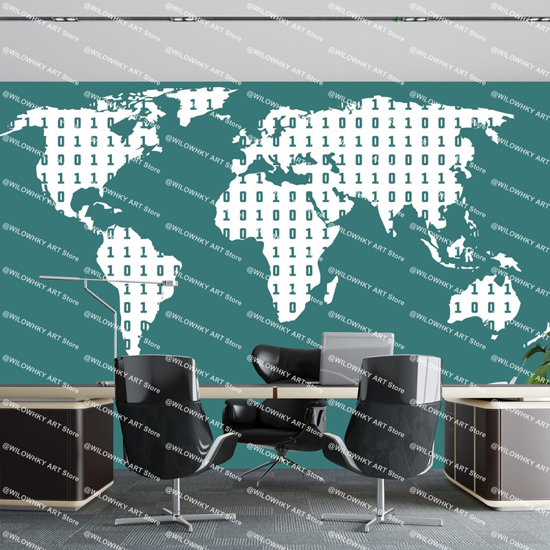 바이너리 코드 기술 데칼 세계지도 사무실 기술 비닐 장 - Office Furniture World 리뷰 및 가격